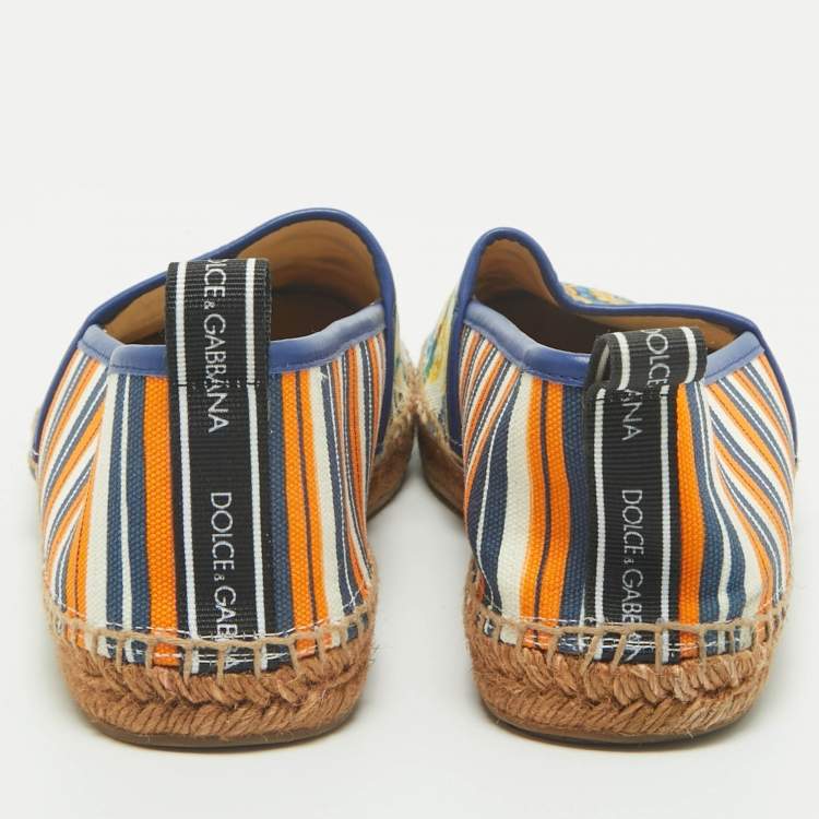 Pre Owned Dolce & Gabbana Multicolor Majolica Print Canvas Slip On Espadrilles Size 45