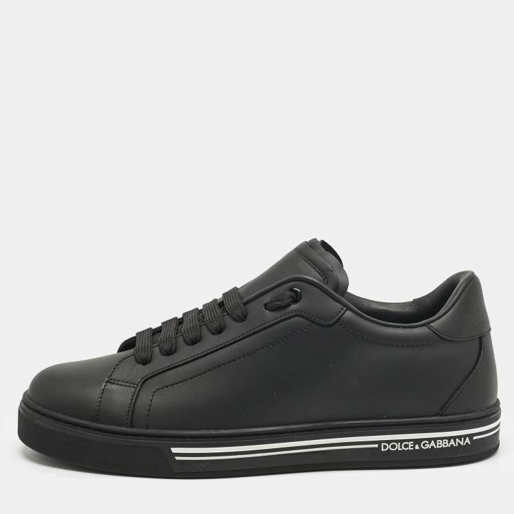 Pre Owned Dolce & Gabbana Black Leather Roma Low Top Sneakers Size 40