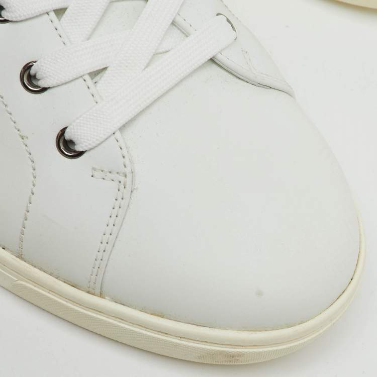 Pre Owned Dolce & Gabbana White Leather Embellished Heart Portofino Sneakers Size 45