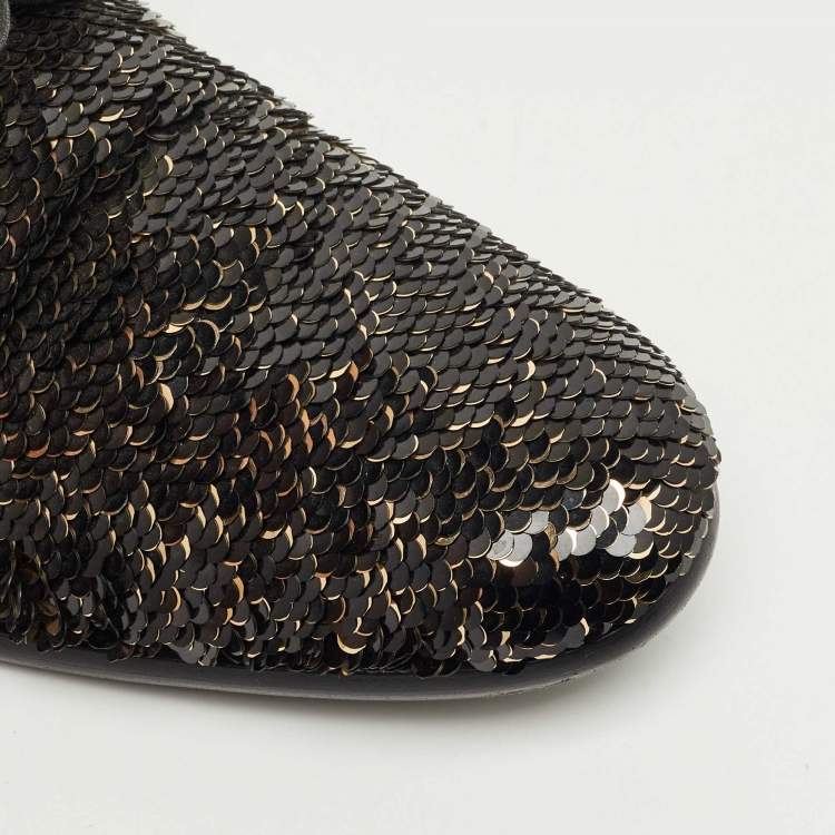 Pre Owned Dolce & Gabbana Black/Gold Sequin Derby Size 42