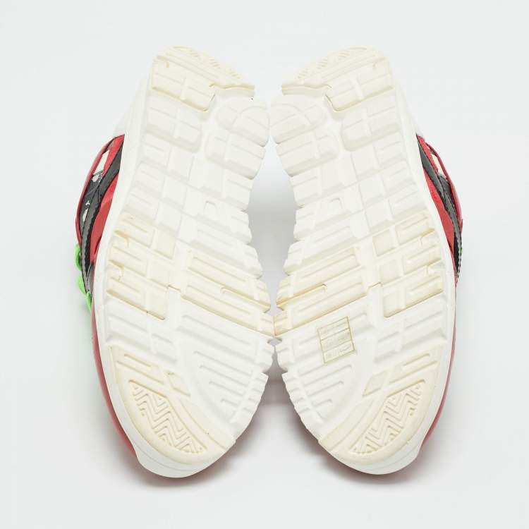 Pre Owned Dolce & Gabbana Multicolor Leather and Skull and Crossbone Print Canvas Jamaica Sneakers Size 40