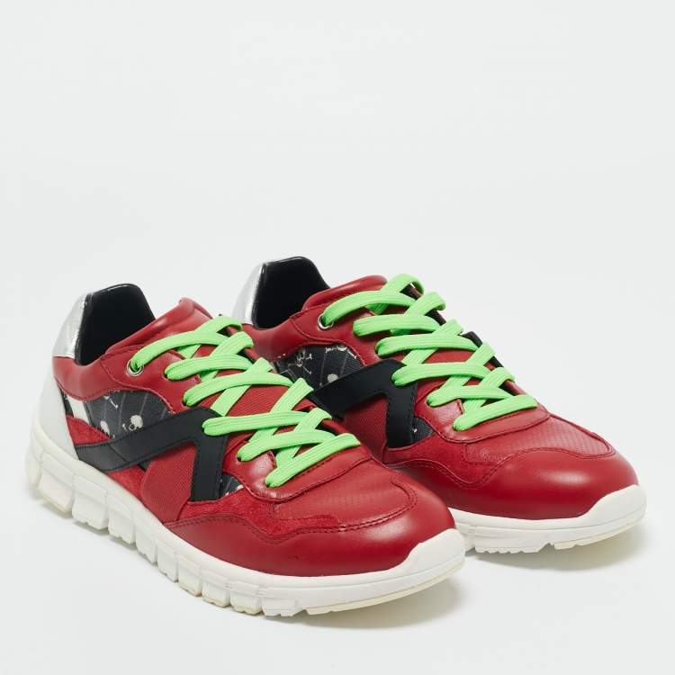 Pre Owned Dolce & Gabbana Multicolor Leather and Skull and Crossbone Print Canvas Jamaica Sneakers Size 40