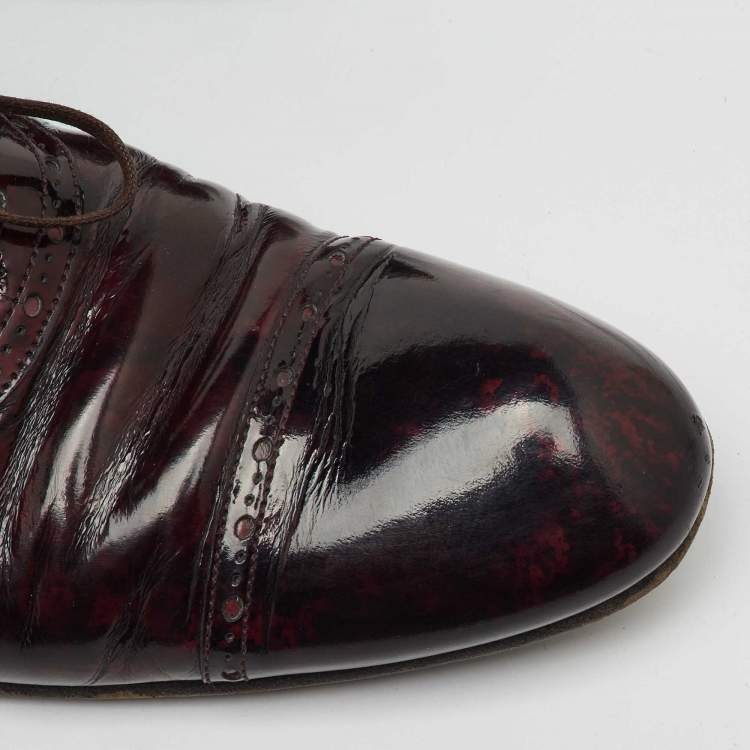 Pre Owned Dolce & Gabbana Burgundy Leather Brogue Lace Up Oxford Size 43