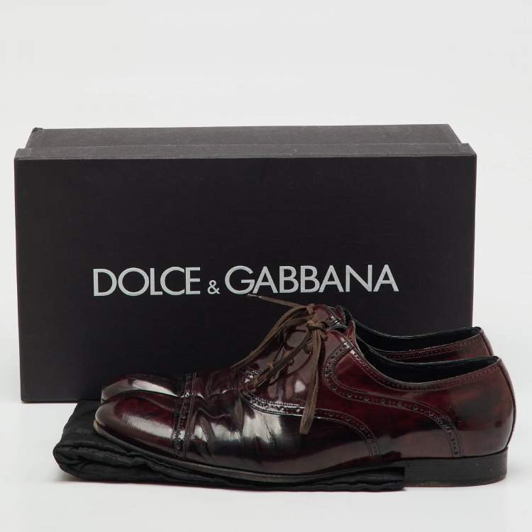 Pre Owned Dolce & Gabbana Burgundy Leather Brogue Lace Up Oxford Size 43