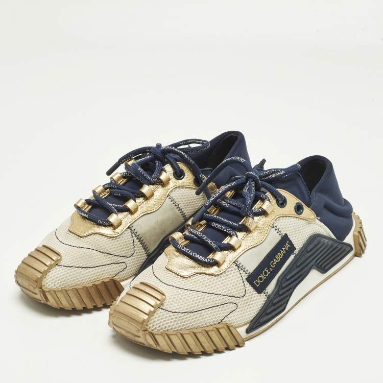 Pre Owned Dolce & Gabbana Ns1 Size 44 Multicolor Leather, Mesh and Nylon Lace Up Sneakers