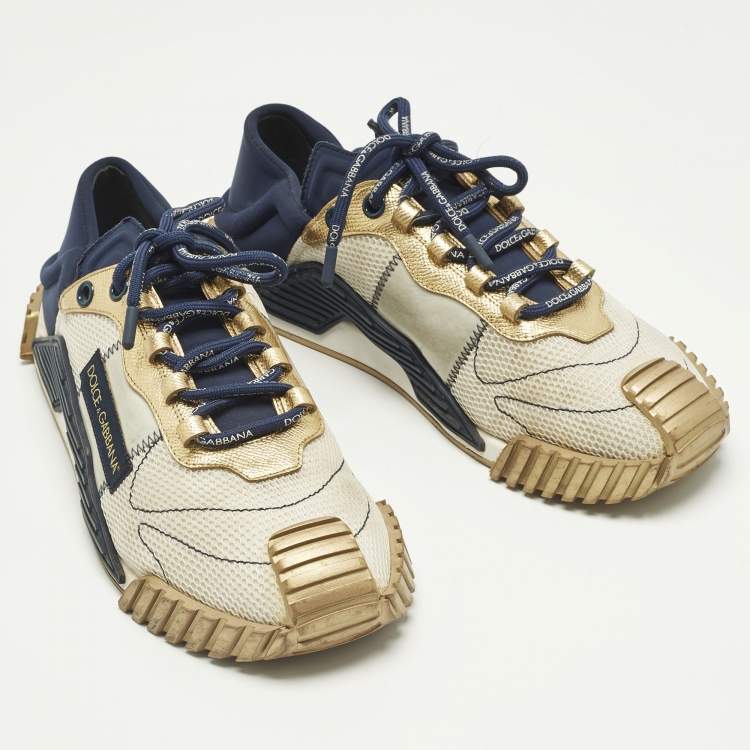 Pre Owned Dolce & Gabbana Ns1 Size 44 Multicolor Leather, Mesh and Nylon Lace Up Sneakers