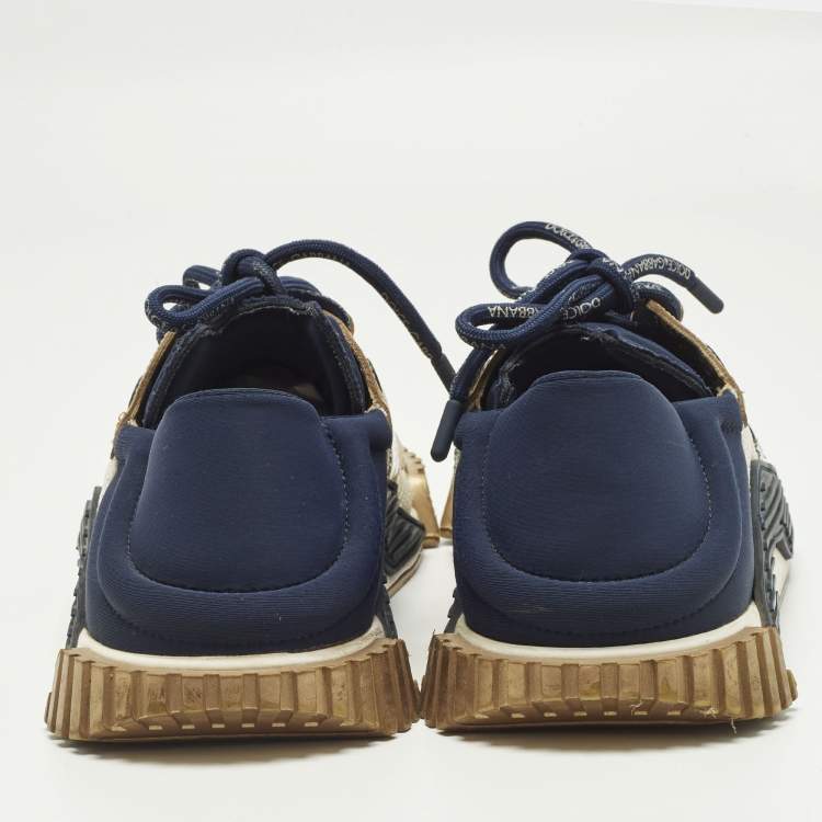 Pre Owned Dolce & Gabbana Ns1 Size 44 Multicolor Leather, Mesh and Nylon Lace Up Sneakers