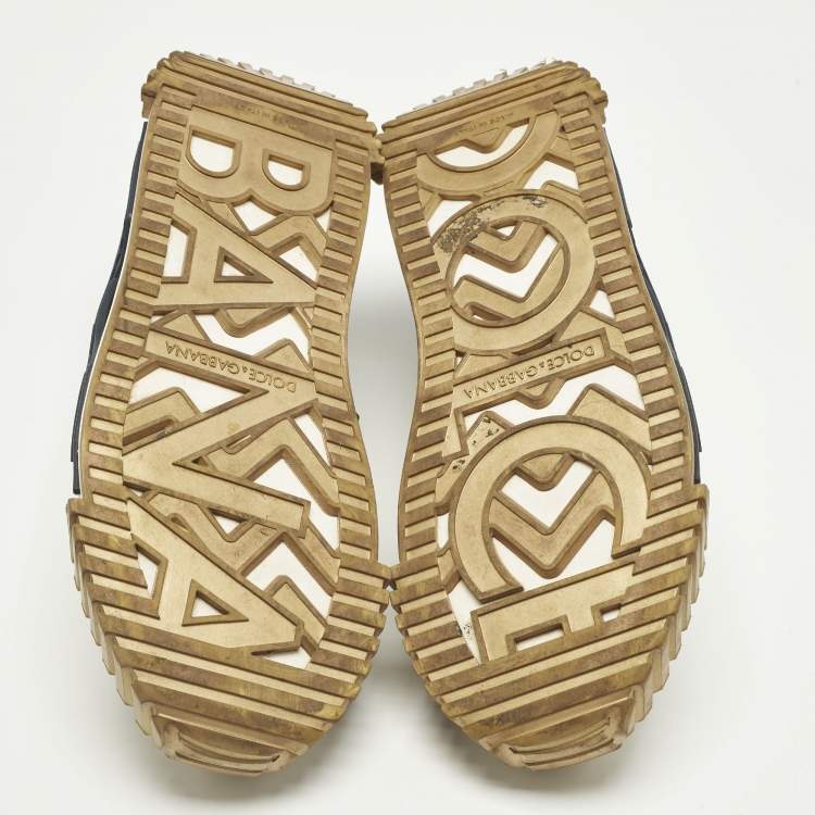 Pre Owned Dolce & Gabbana Ns1 Size 44 Multicolor Leather, Mesh and Nylon Lace Up Sneakers