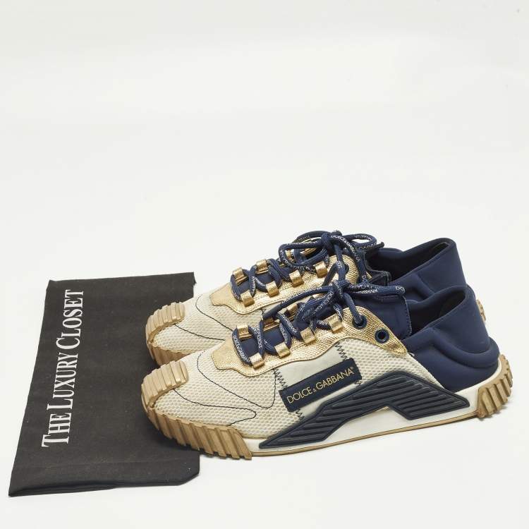 Pre Owned Dolce & Gabbana Ns1 Size 44 Multicolor Leather, Mesh and Nylon Lace Up Sneakers