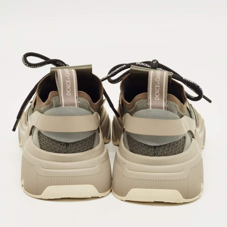 Pre Owned Dolce & Gabbana Daymaster Multicolor Knit Fabric and Suede Sneakers Size 41 