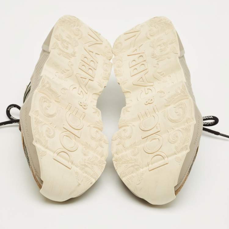 Pre Owned Dolce & Gabbana Daymaster Multicolor Knit Fabric and Suede Sneakers Size 41 