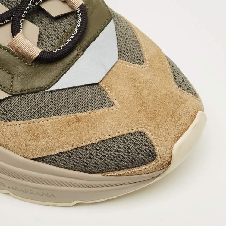 Pre Owned Dolce & Gabbana Daymaster Multicolor Knit Fabric and Suede Sneakers Size 41 