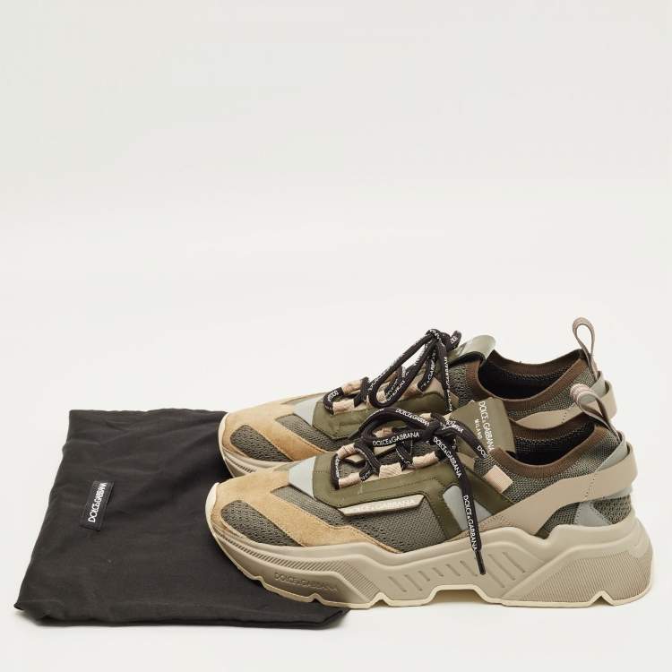 Pre Owned Dolce & Gabbana Daymaster Multicolor Knit Fabric and Suede Sneakers Size 41 
