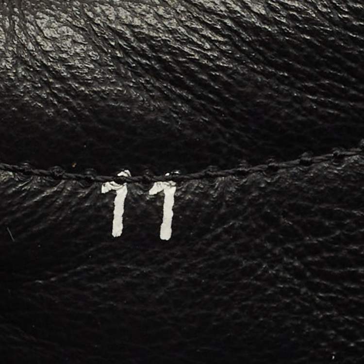 Pre Owned Dolce & Gabbana DG Logo Size 45 Black Leather, Nylon and Patent Leather Lace Up Sneakers