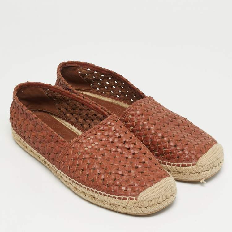Pre Owned Dolce & Gabbana Size 43 Brown Woven Leather Slip On Espadrilles