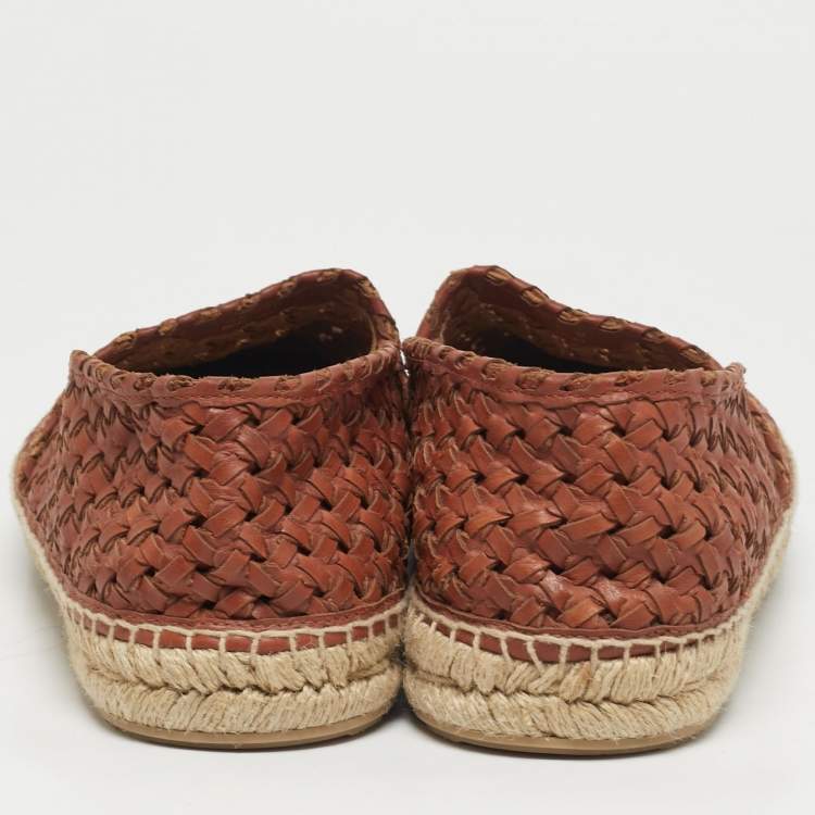 Pre Owned Dolce & Gabbana Size 43 Brown Woven Leather Slip On Espadrilles