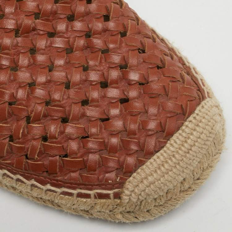 Pre Owned Dolce & Gabbana Size 43 Brown Woven Leather Slip On Espadrilles
