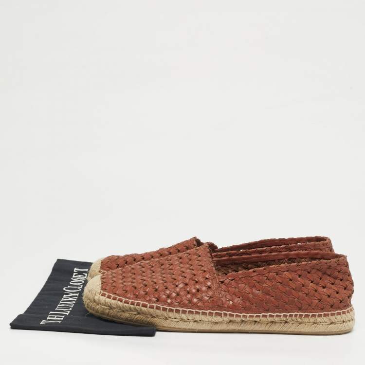 Pre Owned Dolce & Gabbana Size 43 Brown Woven Leather Slip On Espadrilles