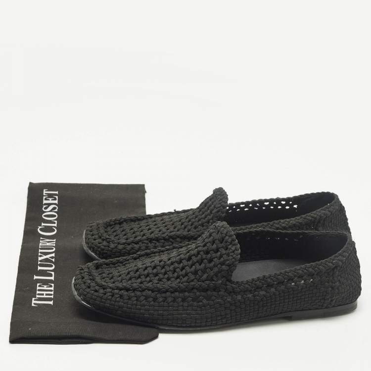 Pre Owned Dolce & Gabbana Crochet Size 44 Black Woven Fabric Loafers