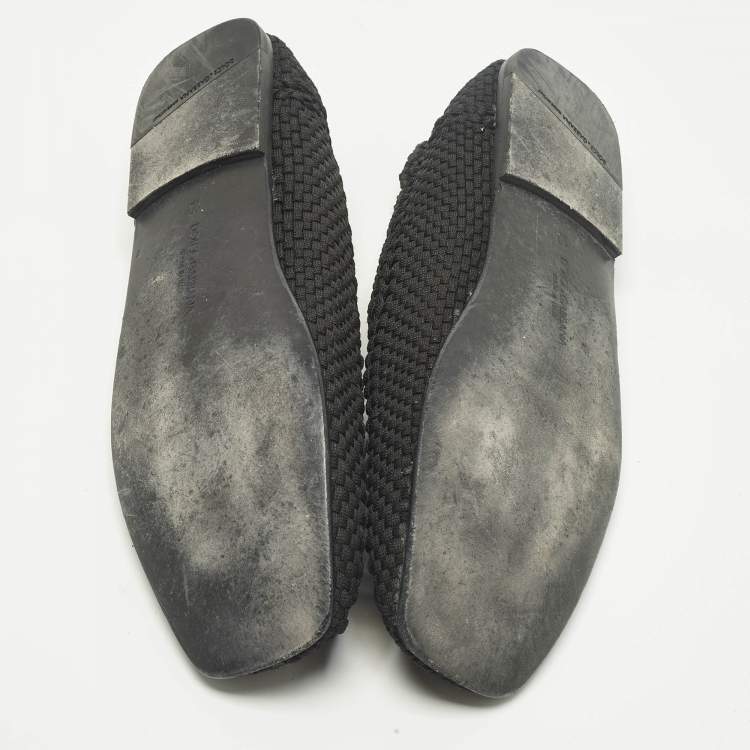 Pre Owned Dolce & Gabbana Crochet Size 44 Black Woven Fabric Loafers