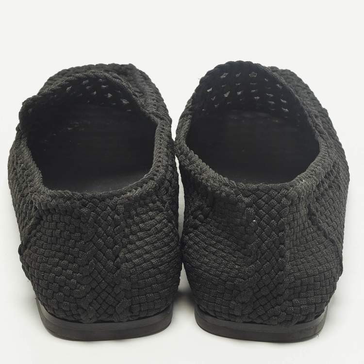 Pre Owned Dolce & Gabbana Crochet Size 44 Black Woven Fabric Loafers