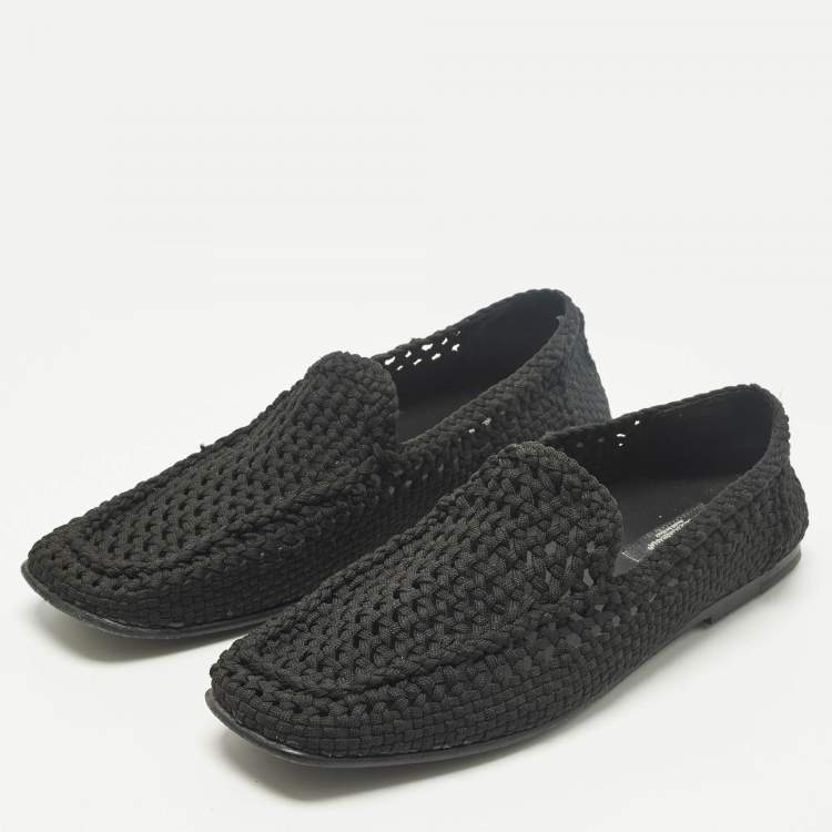 Pre Owned Dolce & Gabbana Crochet Size 44 Black Woven Fabric Loafers