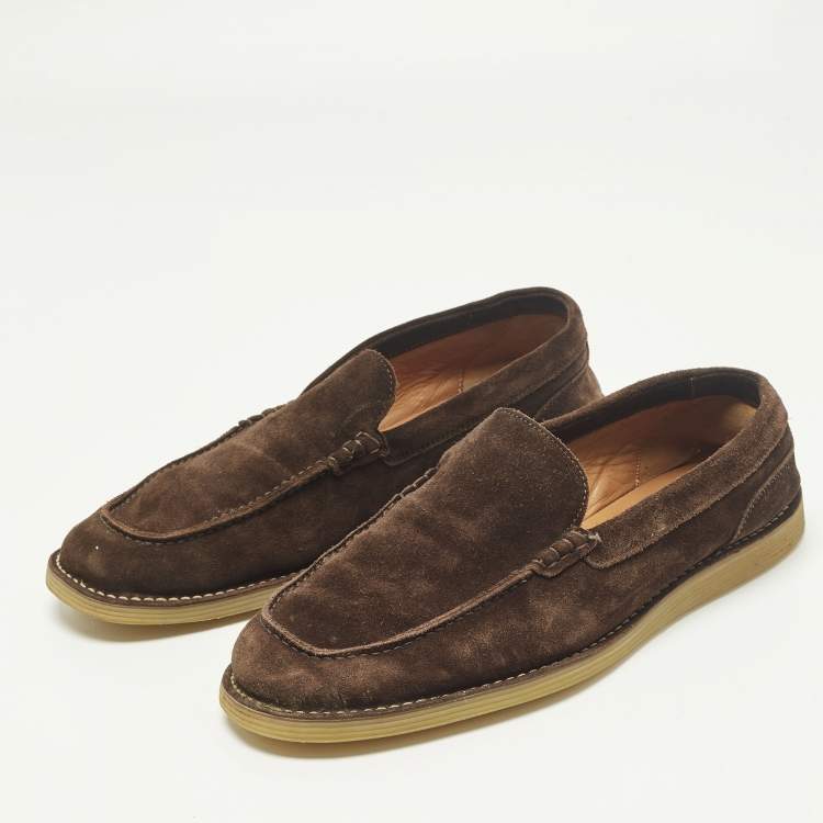 مملوكة مسبقًا Dolce & Gabbana Size 44 Dark Brown Suede Slip On Loafers