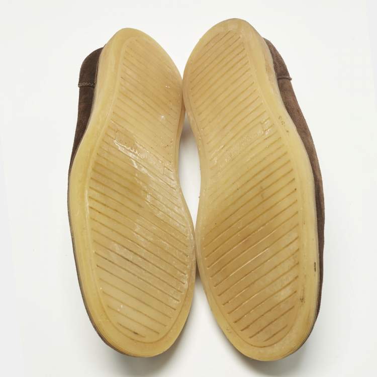 مملوكة مسبقًا Dolce & Gabbana Size 44 Dark Brown Suede Slip On Loafers