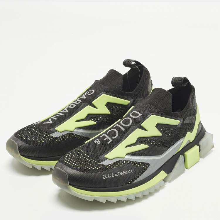 مملوكة مسبقًا Dolce & Gabbana Sorrento Size 44.5 Black Knit Fabric and Rubber Slip On Sneakers