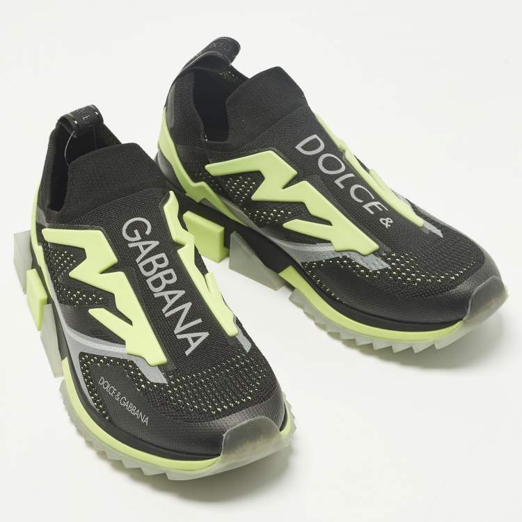 مملوكة مسبقًا Dolce & Gabbana Sorrento Size 44.5 Black Knit Fabric and Rubber Slip On Sneakers