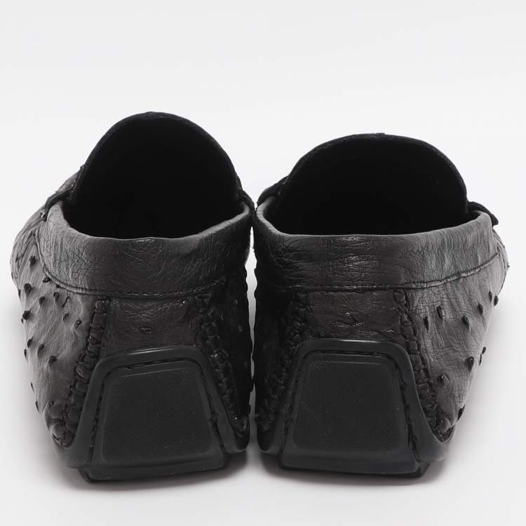 Pre Owned Dolce & Gabbana Size 41 Black Ostrich Leather Loafers