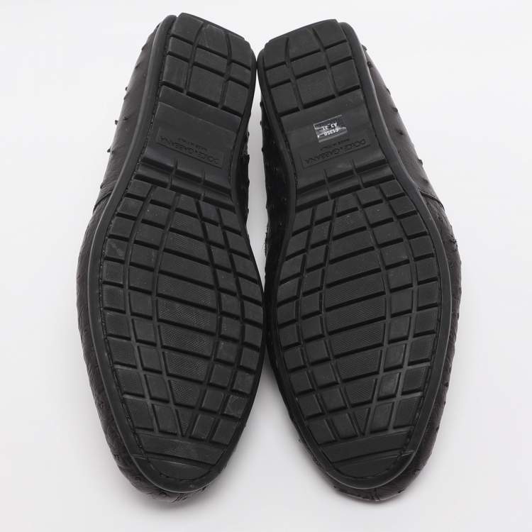 Pre Owned Dolce & Gabbana Size 41 Black Ostrich Leather Loafers