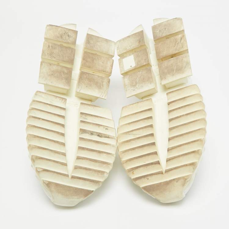 Pre Owned Dolce & Gabbana Super King Size 42 White Leather and Suede Lace Up Sneakers