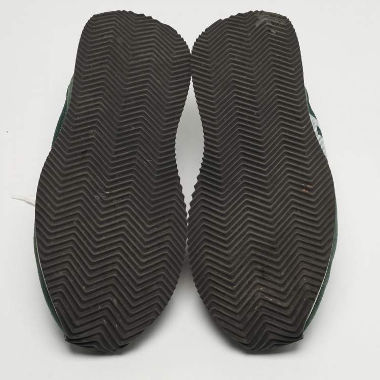 Pre Owned Dolce & Gabbana Cushion Size 44 Green Mesh and Suede Lace Up Sneakers