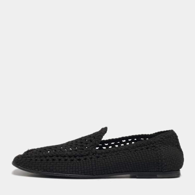 Pre Owned Dolce & Gabbana Size 44 Black Crochet Smoking Slippers