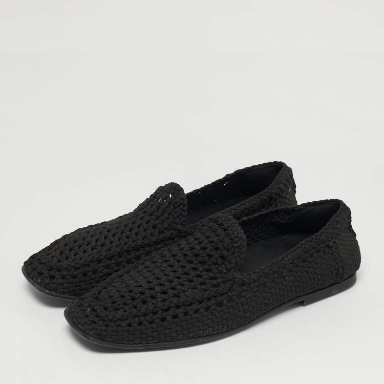 Pre Owned Dolce & Gabbana Size 44 Black Crochet Smoking Slippers