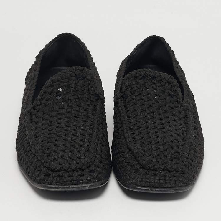 Pre Owned Dolce & Gabbana Size 44 Black Crochet Smoking Slippers
