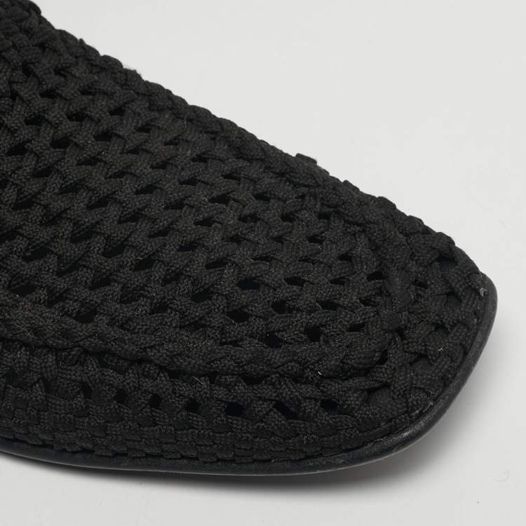 Pre Owned Dolce & Gabbana Size 44 Black Crochet Smoking Slippers