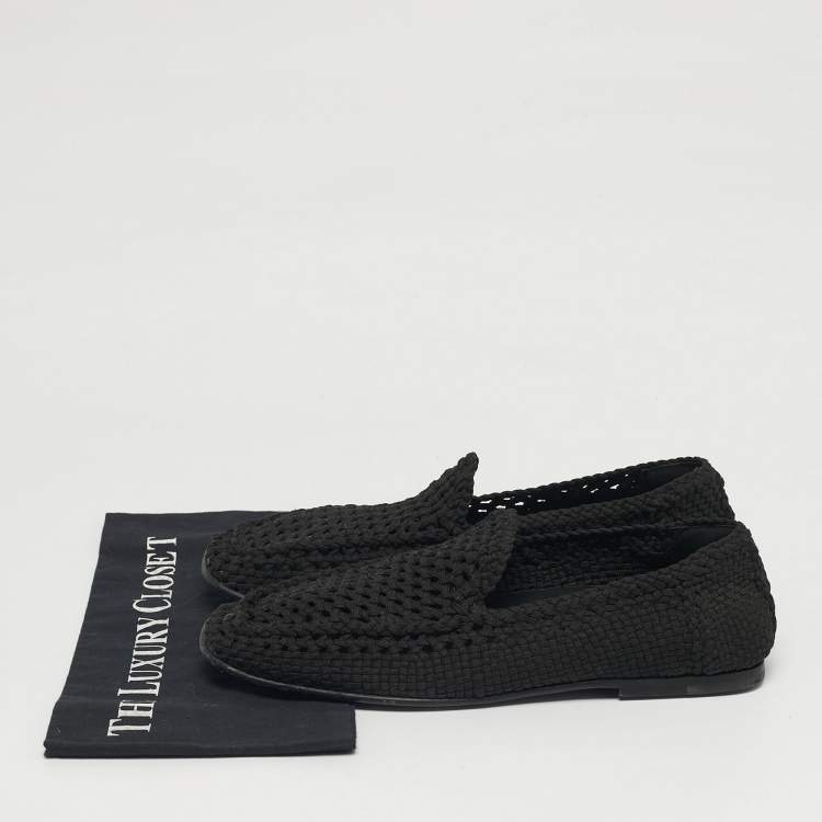 Pre Owned Dolce & Gabbana Size 44 Black Crochet Smoking Slippers