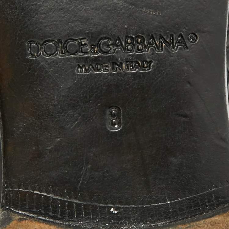 Pre Owned Dolce & Gabbana Size 42 Black Crocodile Leather and Patent Leather Lace Up Derby