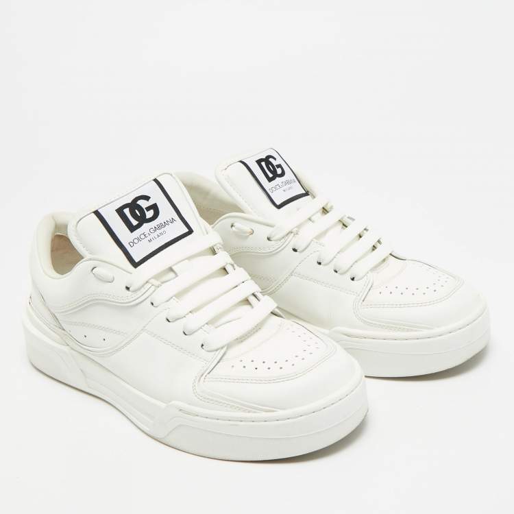 Pre Owned Dolce & Gabbana Roma Size 40 White Leather Lace Up Sneakers