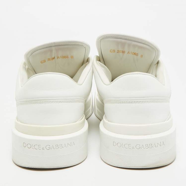 Pre Owned Dolce & Gabbana Roma Size 40 White Leather Lace Up Sneakers