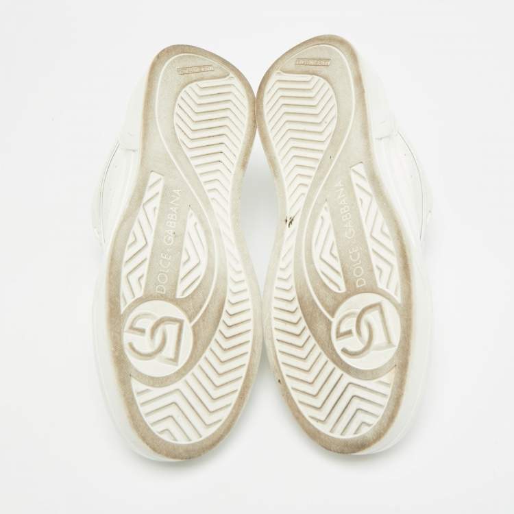 Pre Owned Dolce & Gabbana Roma Size 40 White Leather Lace Up Sneakers