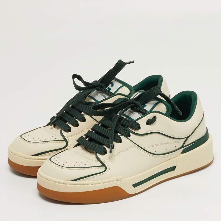 مملوكة مسبقًا Dolce & Gabbana Roma Size 40.5 Cream/Dark Green Leather Low Top Sneakers