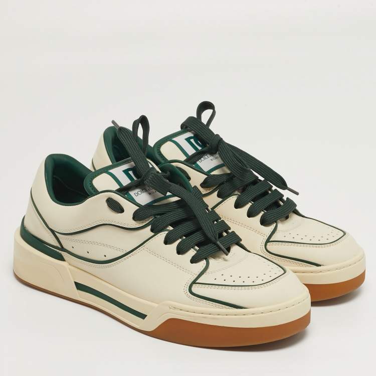 مملوكة مسبقًا Dolce & Gabbana Roma Size 40.5 Cream/Dark Green Leather Low Top Sneakers