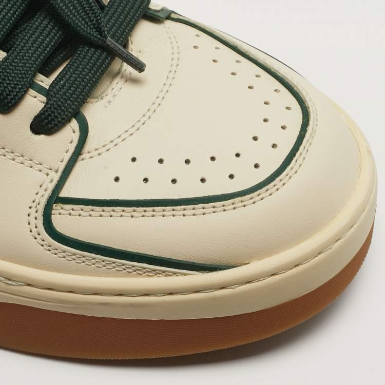 مملوكة مسبقًا Dolce & Gabbana Roma Size 40.5 Cream/Dark Green Leather Low Top Sneakers