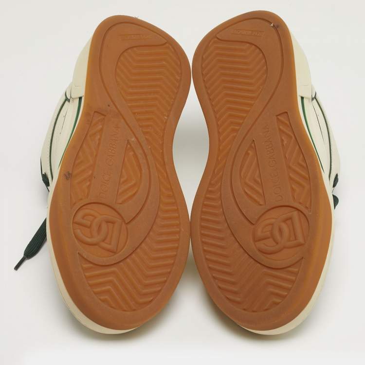 مملوكة مسبقًا Dolce & Gabbana Roma Size 40.5 Cream/Dark Green Leather Low Top Sneakers