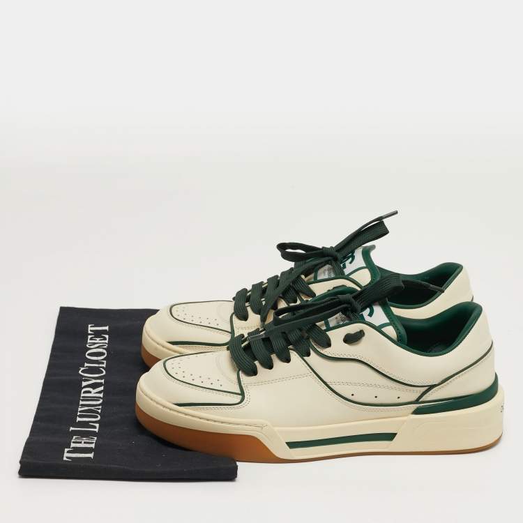 مملوكة مسبقًا Dolce & Gabbana Roma Size 40.5 Cream/Dark Green Leather Low Top Sneakers