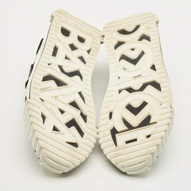 Pre Owned Dolce & Gabbana ns1 Size 42 Black/White Canvas and Suede Lace Up Sneakers