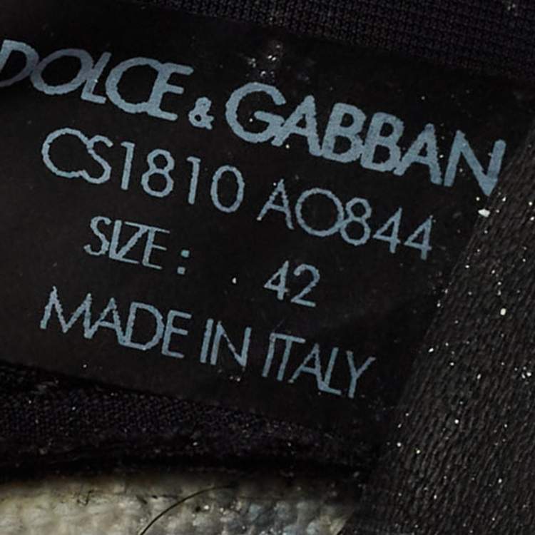 Pre Owned Dolce & Gabbana ns1 Size 42 Black/White Canvas and Suede Lace Up Sneakers